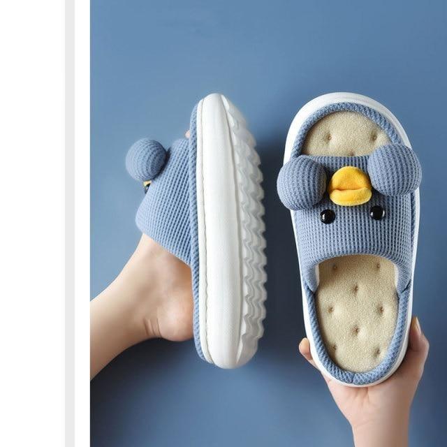 Cute Cartoon All Season Slippers Duck Shape Open Toe Indoor Shoes Women Flip Flops Cotton Slippers Women's House Memory Foam Soft Open Toe Anti-Slip Indoor Outdoor Casual Home Shoes