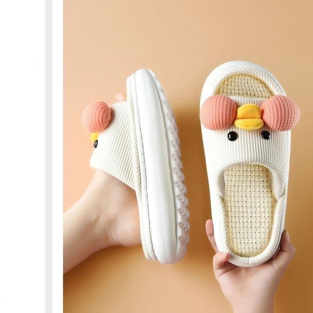 Cute Cartoon All Season Slippers Duck Shape Open Toe Indoor Shoes Women Flip Flops Cotton Slippers Women's House Memory Foam Soft Open Toe Anti-Slip Indoor Outdoor Casual Home Shoes