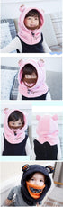 Cute Cartoon Children Winter Animal Bear Ski Masks Hats Kids Baby Thermal Fleece Balaclava Face Beanies Warmer Skellies Hats Kids Winter Fleece Warmer Balaclava Cap Thermal Tactical Military Helmet Windproof Full Face Mask Cover Ski Beanies