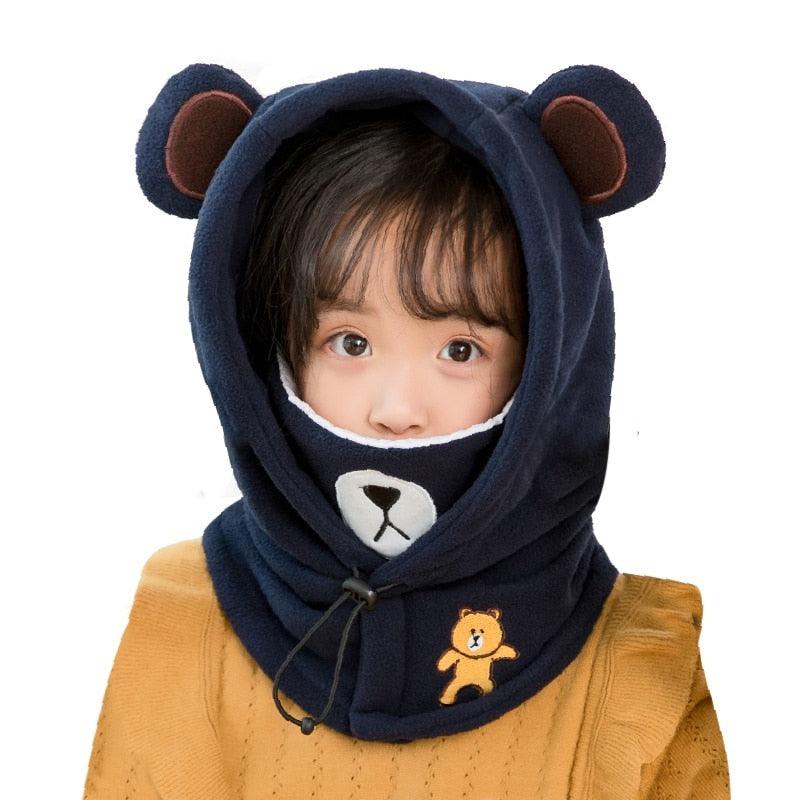 Cute Cartoon Children Winter Animal Bear Ski Masks Hats Kids Baby Thermal Fleece Balaclava Face Beanies Warmer Skellies Hats Kids Winter Fleece Warmer Balaclava Cap Thermal Tactical Military Helmet Windproof Full Face Mask Cover Ski Beanies