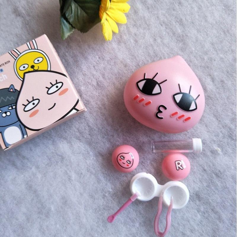 Cute Contact Lens Case Travel Glasses Lens Eye Care Kit Pink Heart Contact Lens Case Holder Eye Care Mini Storage Lenses Container Case Mirror Box Travel Kit Contact Lens Container Soak Storage Kit for Travel & Home