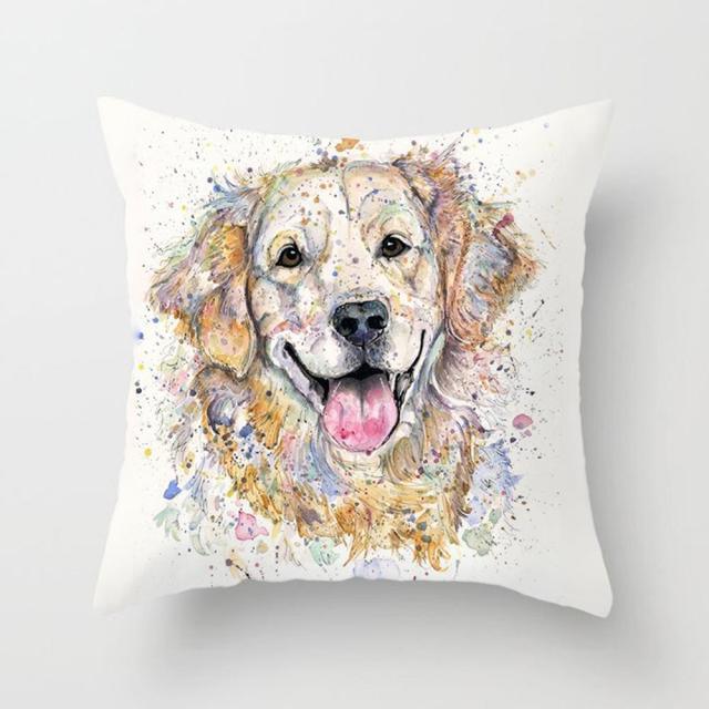 Cute Dog Peachskin Pillowcase Cover Kids Gift  Animals Puppy Pet Dog Painting Cotton Linen Throw Pillow Case Cushion Cover Square Animal Pillow Covers Home Decor Pillows Covers Pillowcase 45x45CM