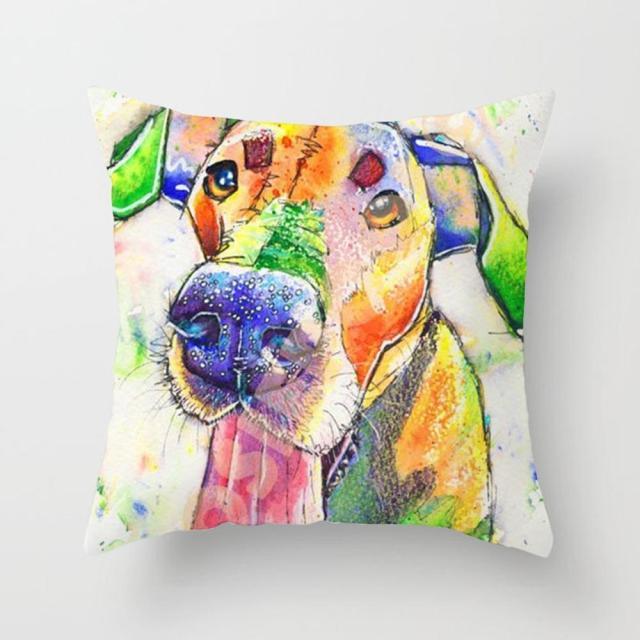 Cute Dog Peachskin Pillowcase Cover Kids Gift  Animals Puppy Pet Dog Painting Cotton Linen Throw Pillow Case Cushion Cover Square Animal Pillow Covers Home Decor Pillows Covers Pillowcase 45x45CM