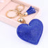 Cute Leather Heart Tassel Key Holder Metal Crystal Key Chain Keyring Rhinestone Heart Shape Keychains Glitter Crystal Heart Tassel Keychains Charm Keychain Bag Auto Pendant Gift