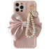 Cute Luxury Fashion 3d Bow Pearl Bracelet Girl Soft Case For iPhone 11 12 13 Pro Max 7 8 Plus Xr X Xs Se Anti-drop Cover Pearl Chain Bow Phone Case Ideal for iPhone Elegant Phone Case