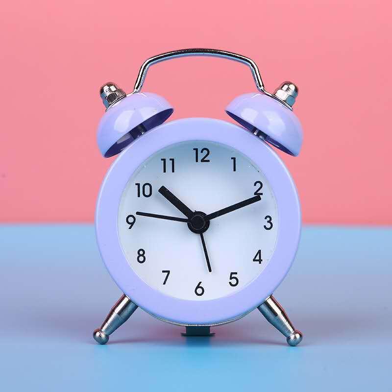 Cute Mini Metal Round Alarm Clock Desk Table Electronic Digital Clock Twin Bell Alarm Clock Metal Frame 3D Dial with Backlight Function Desk Table Clock for Home & Office Bedroom Living Room Alarm Clock Creative Home Decoration