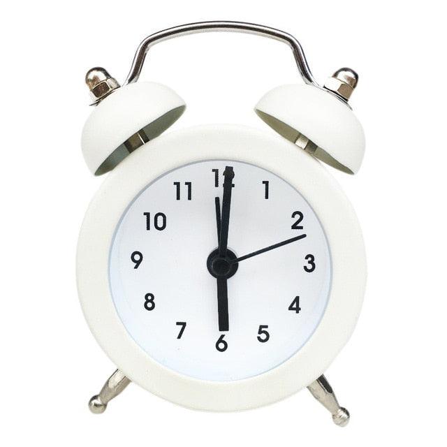 Cute Mini Metal Round Alarm Clock Desk Table Electronic Digital Clock Twin Bell Alarm Clock Metal Frame 3D Dial with Backlight Function Desk Table Clock for Home & Office Bedroom Living Room Alarm Clock Creative Home Decoration