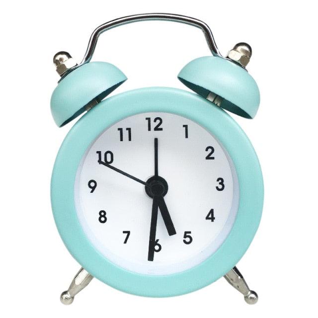 Cute Mini Metal Round Alarm Clock Desk Table Electronic Digital Clock Twin Bell Alarm Clock Metal Frame 3D Dial with Backlight Function Desk Table Clock for Home & Office Bedroom Living Room Alarm Clock Creative Home Decoration