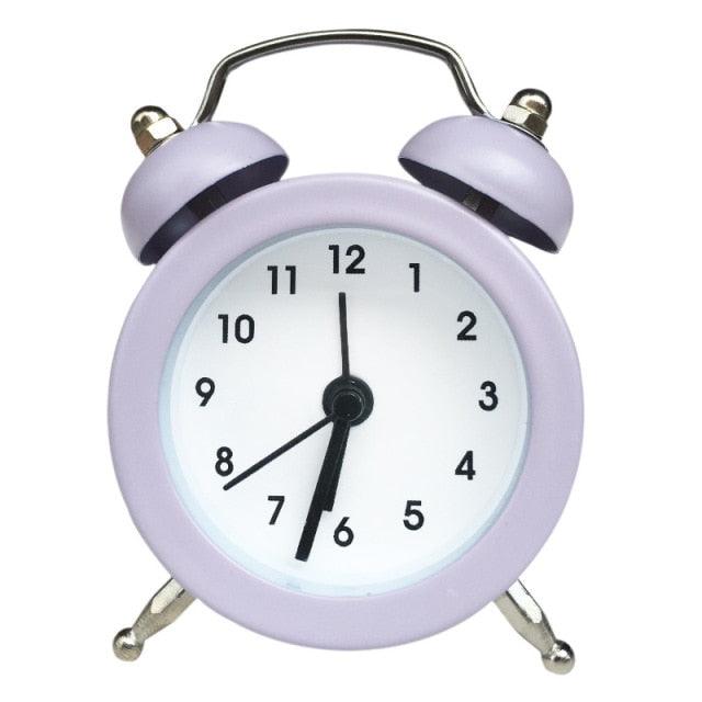 Cute Mini Metal Round Alarm Clock Desk Table Electronic Digital Clock Twin Bell Alarm Clock Metal Frame 3D Dial with Backlight Function Desk Table Clock for Home & Office Bedroom Living Room Alarm Clock Creative Home Decoration