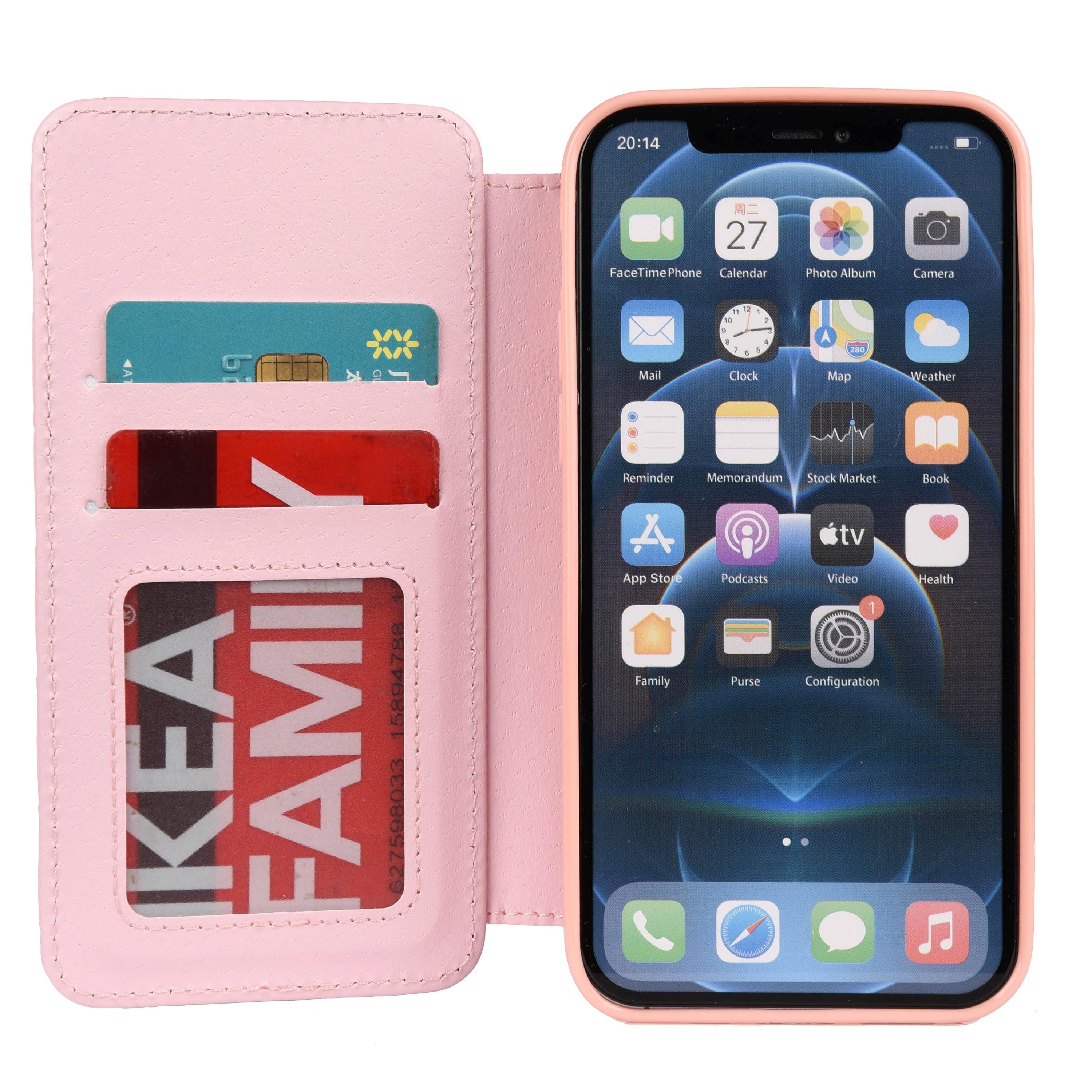 Cute Pink Wallet Flip Leather Phone Case For iPhone 14 13 12 Pro Max 11 Xr Xs X Cute Crown Cover For 7 8 Plus Card  Shock Absorption Card Pocket Pocket Full Protection Horizontal Stand Function Leather Phone Case