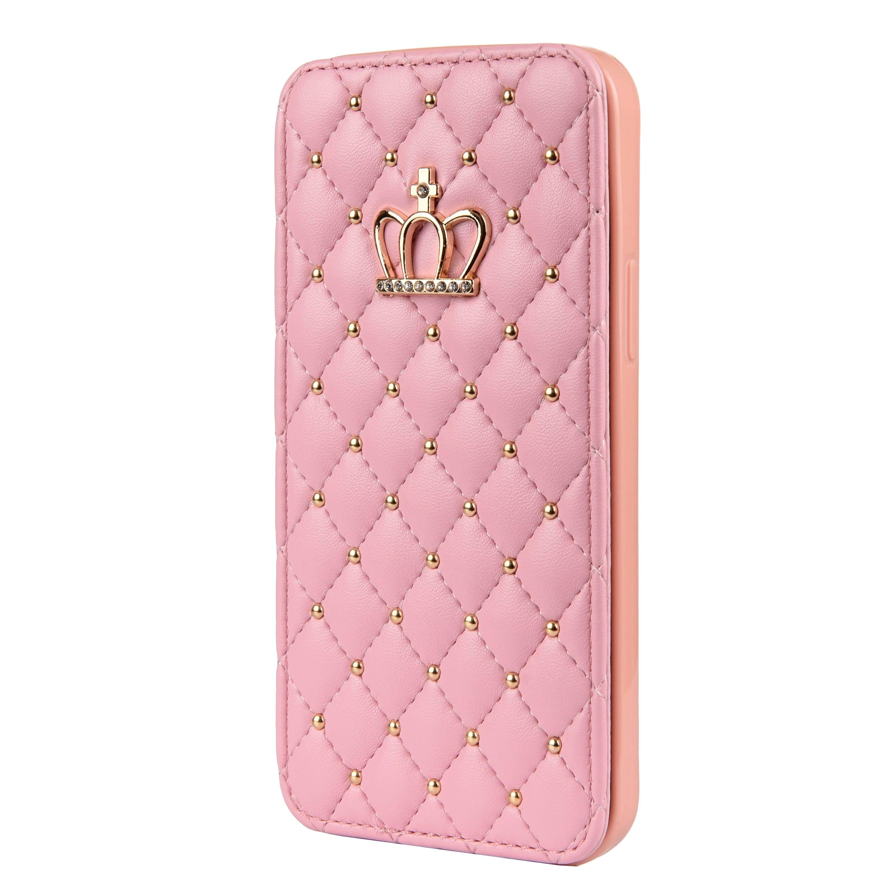 Cute Pink Wallet Flip Leather Phone Case For iPhone 14 13 12 Pro Max 11 Xr Xs X Cute Crown Cover For 7 8 Plus Card  Shock Absorption Card Pocket Pocket Full Protection Horizontal Stand Function Leather Phone Case