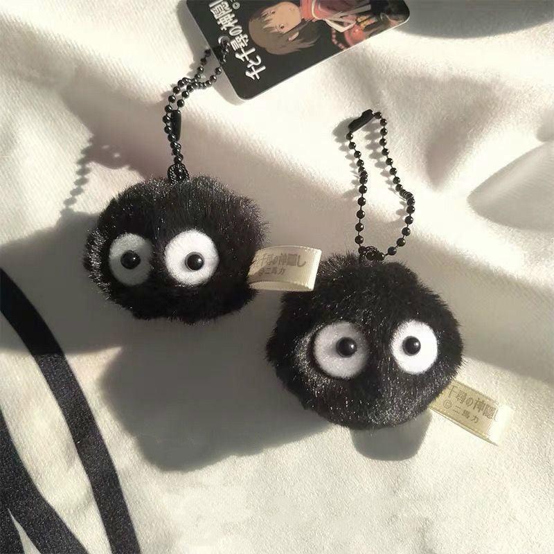 Cute Plush Spirited Away Keychain Bunny Soot Sprite Plush Keychain My Neighbor Briquettes Keychain School Bag Accessories