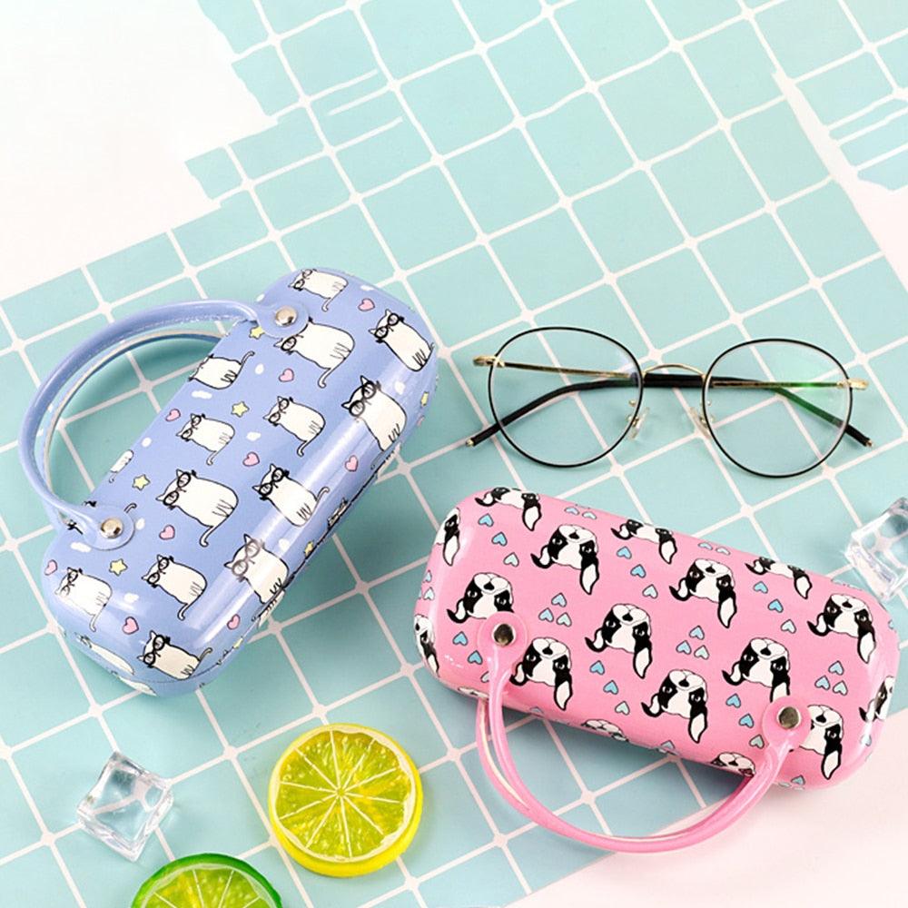 Cute Portable Children Sunglasses Compression Resistant Folding Glasses Case Storage Hard Plastic Clamshells For Kids With Handle Eyeglass Case Glasses Pouch