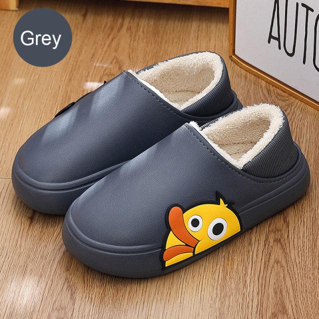 Cute Side Bear Waterproof Cotton Women Shoes Winter Warm Indoor Outdoor Wrapped Heel Slippers EVA Comfort Memory Foam Slippers Waterproof Non Skid Warm Washable Cotton Shoes Loafer Slippers