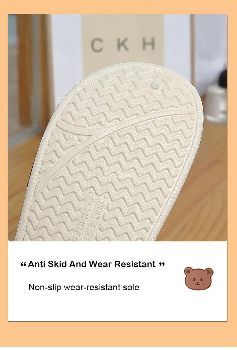 Cute Side Bear Waterproof Cotton Women Shoes Winter Warm Indoor Outdoor Wrapped Heel Slippers EVA Comfort Memory Foam Slippers Waterproof Non Skid Warm Washable Cotton Shoes Loafer Slippers