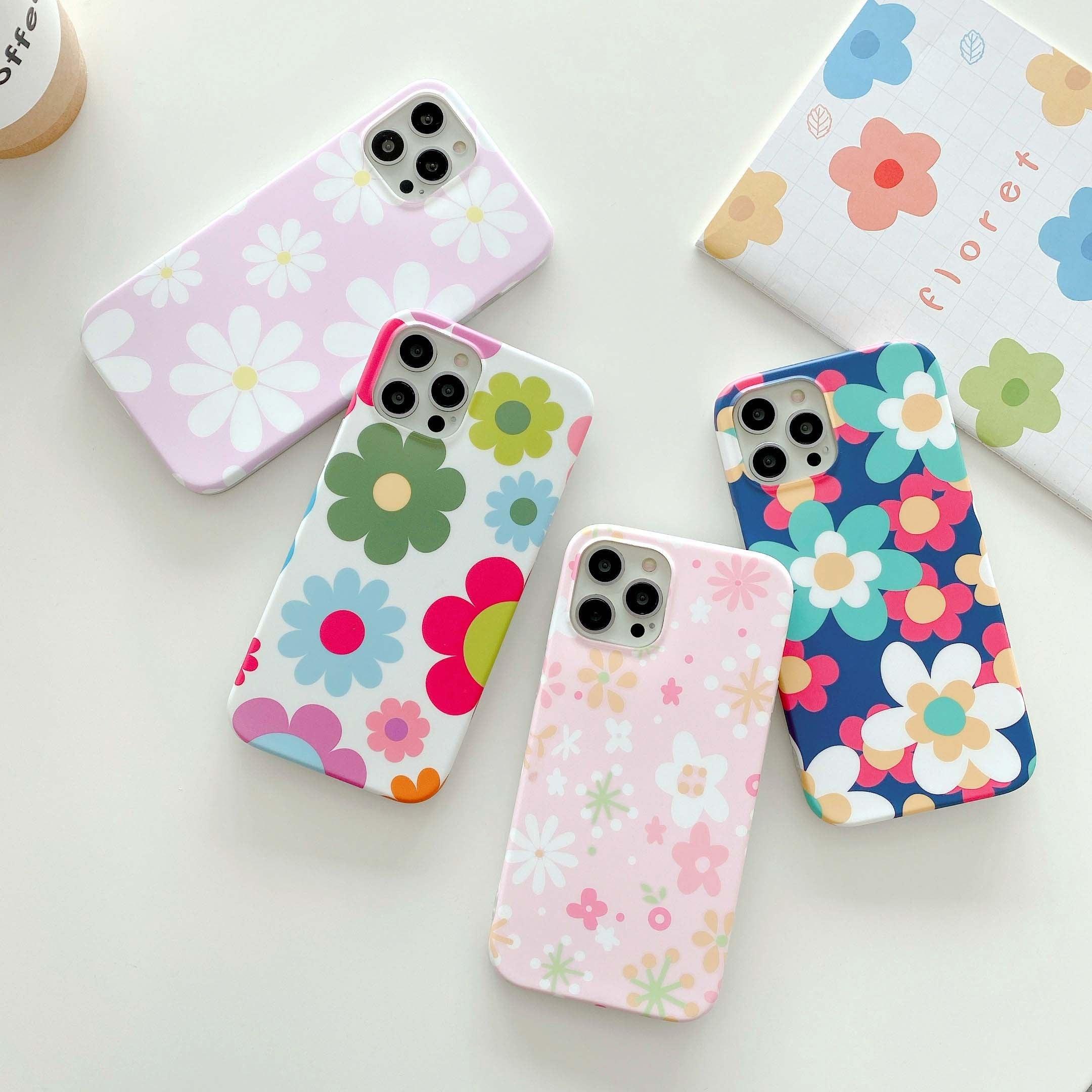 Cute Smooth Flower Phone Case For Iphone 13 11 Pro Max 12 Mini X Xr Xs Max 7 8 Plus Anti Knock Back Phone Cover Case Silicone Ultra Thin Shockproof Mobile Phone Case With Fashion Pattern Soft Bumper Full Body Protective Case For Iphone