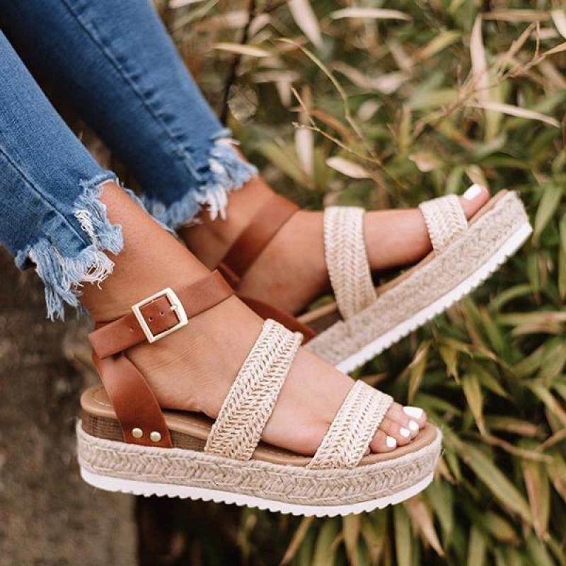 Cute Summer Women Golden Sandals Platform Heels Cross Strap Ankle Lace Beach Party Shoes Open Toe Ankle Platform Strap Casual Shoes Platform Wrap Rubber Sole Flat Sandal