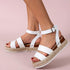 Cute Summer Women Golden Sandals Platform Heels Cross Strap Ankle Lace Beach Party Shoes Open Toe Ankle Platform Strap Casual Shoes Platform Wrap Rubber Sole Flat Sandal