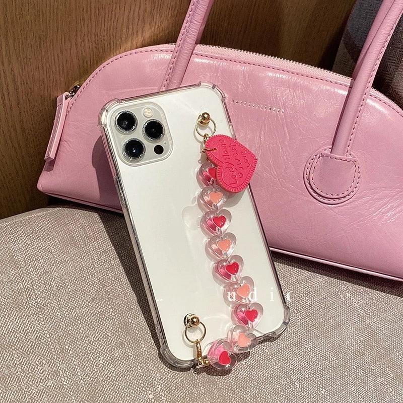 Cute Wrist Strap Butterfly Pendant Phone Case For iPhone 13 12 14Pro Max 8 7 Plus Cases For iPhone 11 Pro Max Elegant Butterfly Theme Transparent Soft Silicone Rubber Phone Case for iPhone