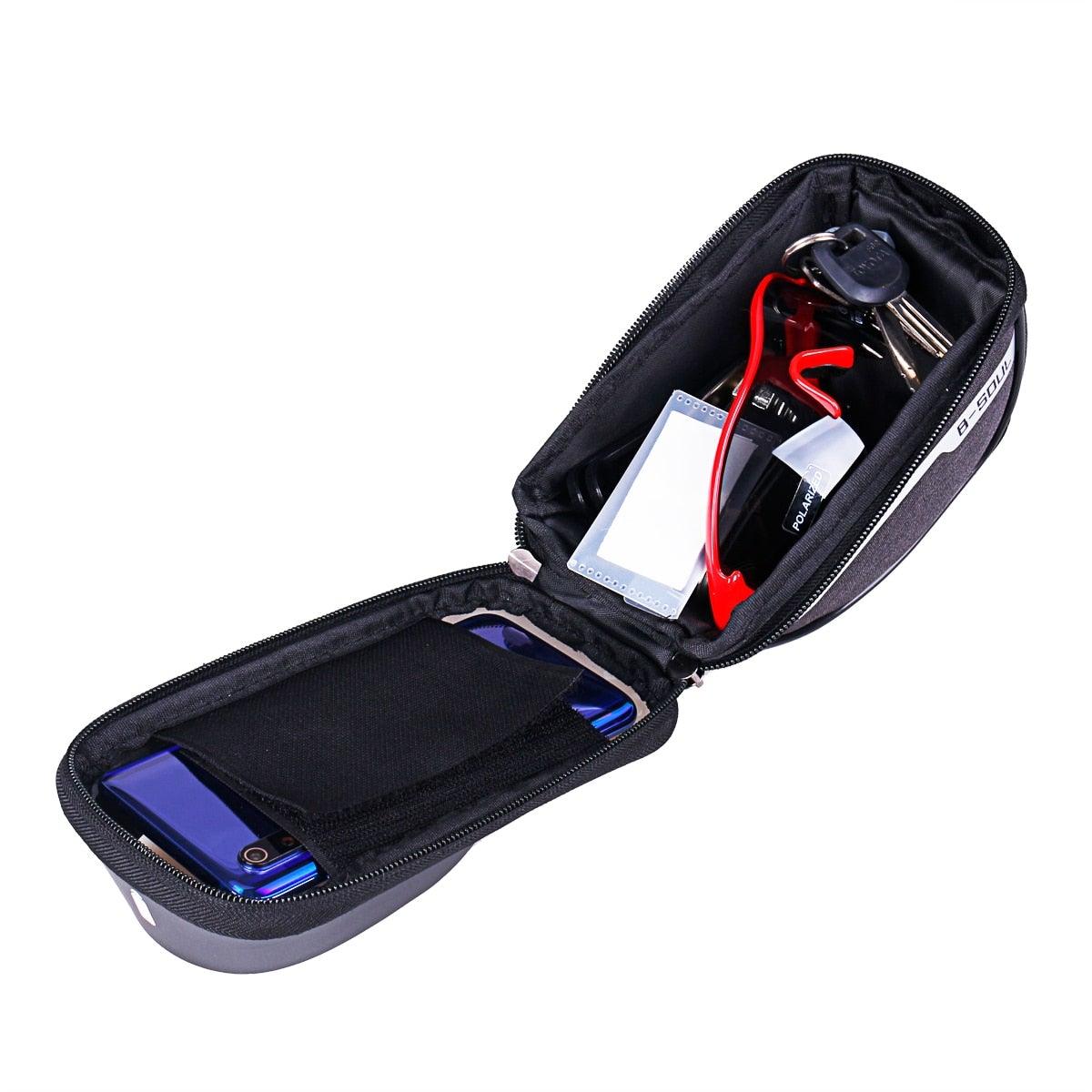 Cycling Bicycle Bike Head Tube Handlebar Cell Mobile Phone Bag Case Holder Screen Phone Mount Bags Case Bag Bicycle Bag Waterproof Bike Phone Mount Top Tube Bag Bike Phone Case Holder Accessories Cycling Pouch Compatible With Smartphones