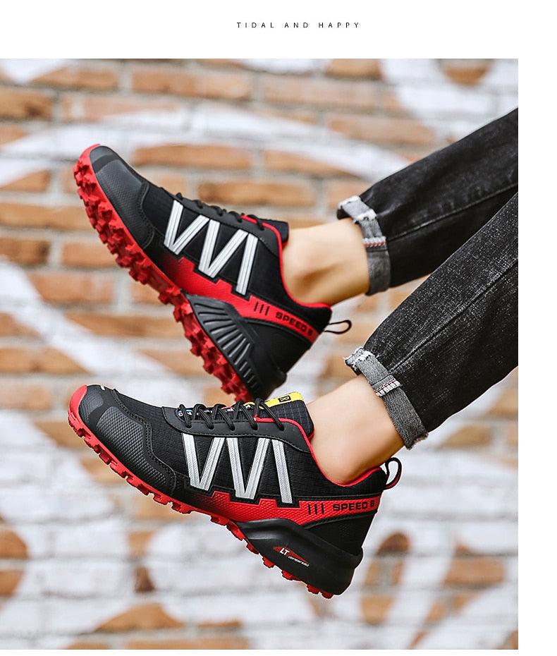 Cycling Mens Waterproof Outdoor Hiking Sneakers Men's Trail Running Shoes Fashion Hiking Sneakers For Men Tennis Cross Training Shoe Mens Casual Outdoor Walking Workout Footwear