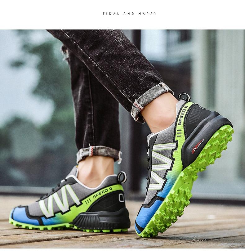 Cycling Mens Waterproof Outdoor Hiking Sneakers Men's Trail Running Shoes Fashion Hiking Sneakers For Men Tennis Cross Training Shoe Mens Casual Outdoor Walking Workout Footwear