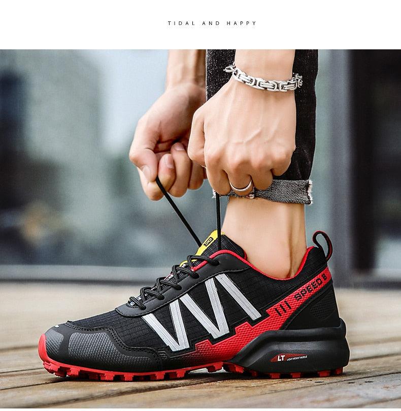 Cycling Mens Waterproof Outdoor Hiking Sneakers Men's Trail Running Shoes Fashion Hiking Sneakers For Men Tennis Cross Training Shoe Mens Casual Outdoor Walking Workout Footwear