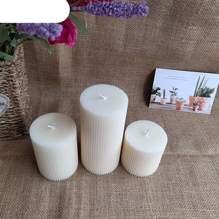 Cylindrical Striped Candle Pillar Candles Aromatherapy Scented Candles Clean Burning And Dripless Candle Lights Creamy Aromatherapy Scented Candles Home Decoration Romantic Candlelight Dinner