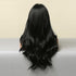 Dark Black Natural Long Wave Synthetic Hair Wigs Middle Part Heat Resistant Wigs for Afro American Women Daily Cosplay Party Use Wigs For Black Women Cosplay Wigs For Women