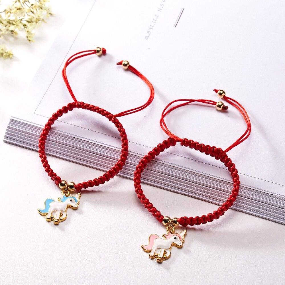 Delicate Gold Cute Animal Pendent Charm Bracelets Women Lucky Red String Friendship Wish Bracelets Jewelry Gift Adjustable Handmade Red String Rope Bracelet Animal Lucky Pony Charm Bracelets