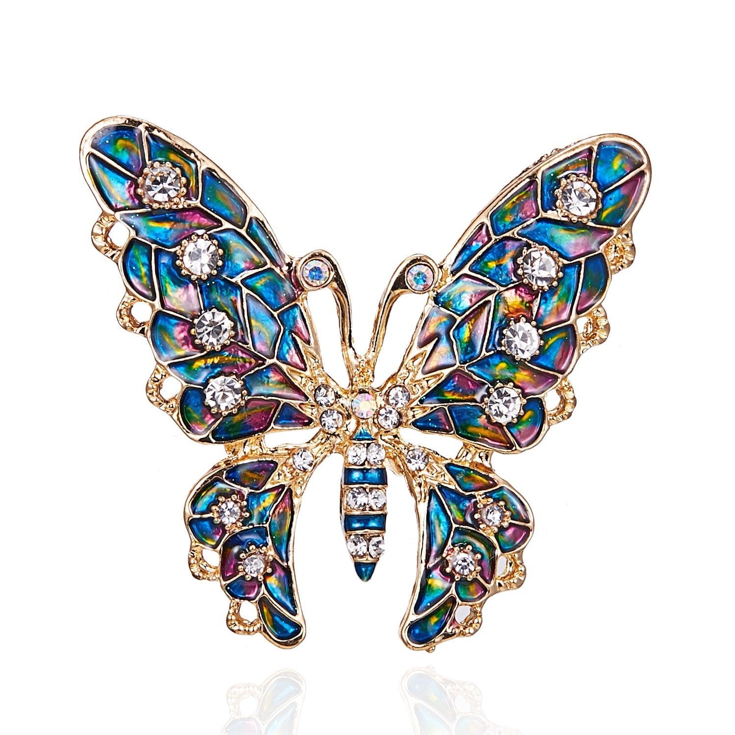 Delicate Rhinestone Butterfly Brooches Women Winged Butterfly Crystal Rhinestone Brooch Elegant Crystal Insect Brooch Fashion Wedding Party Jewelry Coat Accessories Beautiful Luxury Brooches Various Elegant Design