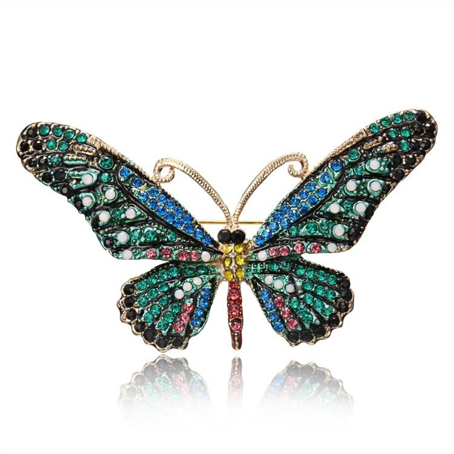 Delicate Rhinestone Butterfly Brooches Women Winged Butterfly Crystal Rhinestone Brooch Elegant Crystal Insect Brooch Fashion Wedding Party Jewelry Coat Accessories Beautiful Luxury Brooches Various Elegant Design