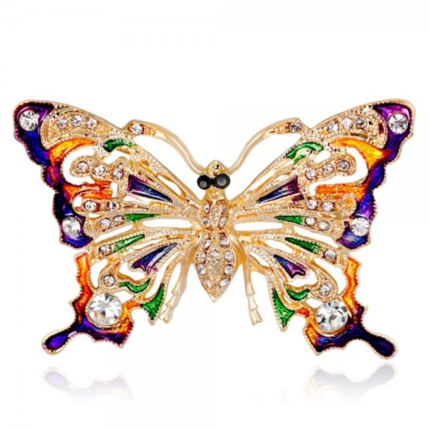 Delicate Rhinestone Butterfly Brooches Women Winged Butterfly Crystal Rhinestone Brooch Elegant Crystal Insect Brooch Fashion Wedding Party Jewelry Coat Accessories Beautiful Luxury Brooches Various Elegant Design