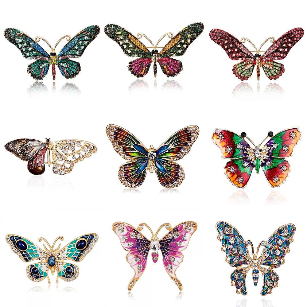 Delicate Rhinestone Butterfly Brooches Women Winged Butterfly Crystal Rhinestone Brooch Elegant Crystal Insect Brooch Fashion Wedding Party Jewelry Coat Accessories Beautiful Luxury Brooches Various Elegant Design