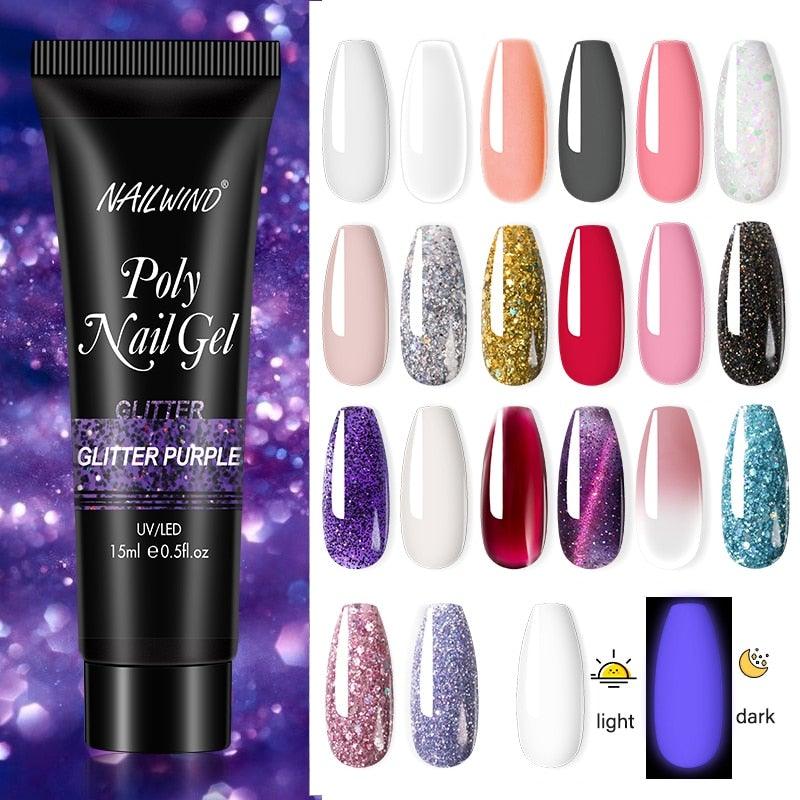 Diamond Gel Nail Polish Poly 15ml Semi Permanent UV Manicure Reflective Sparkling Luxury Shine Design For Women and Girls