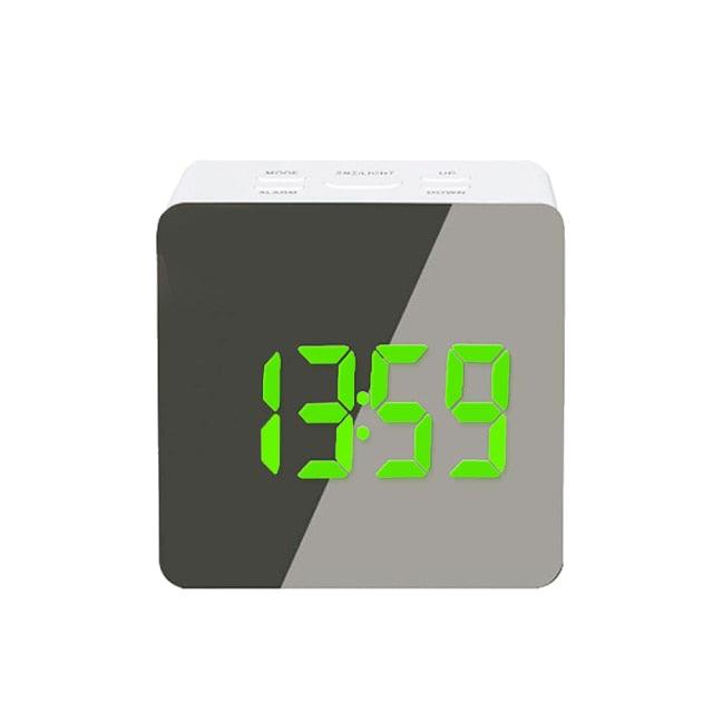 Digital Alarm Clock Desk Table Clock  3 Alarm Sounds Adjustable Volume Easy Digital Alarm Clock for Kids and Adults Compact Desk & Shelf Clocks for Bedroom Curved LED Screen Alarm Clocks For Kid Bedroom Temperature Snooze Function Home Decor Watch