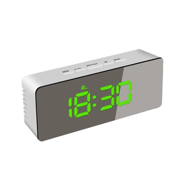 Digital Alarm Clock Desk Table Clock  3 Alarm Sounds Adjustable Volume Easy Digital Alarm Clock for Kids and Adults Compact Desk & Shelf Clocks for Bedroom Curved LED Screen Alarm Clocks For Kid Bedroom Temperature Snooze Function Home Decor Watch