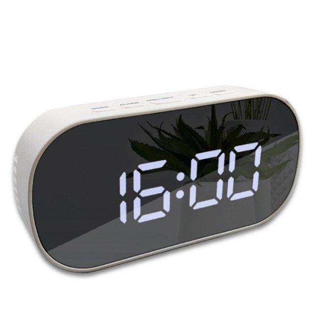 Digital Alarm Clock Digital Clock Large Display LED Alarm Electric Clocks Mirror Surface 3 Levels Brightness Dual USB LED Curved Surface Mirror Electronic Table Clock Large Screen Snooze Desktop Clock For Home Decoration