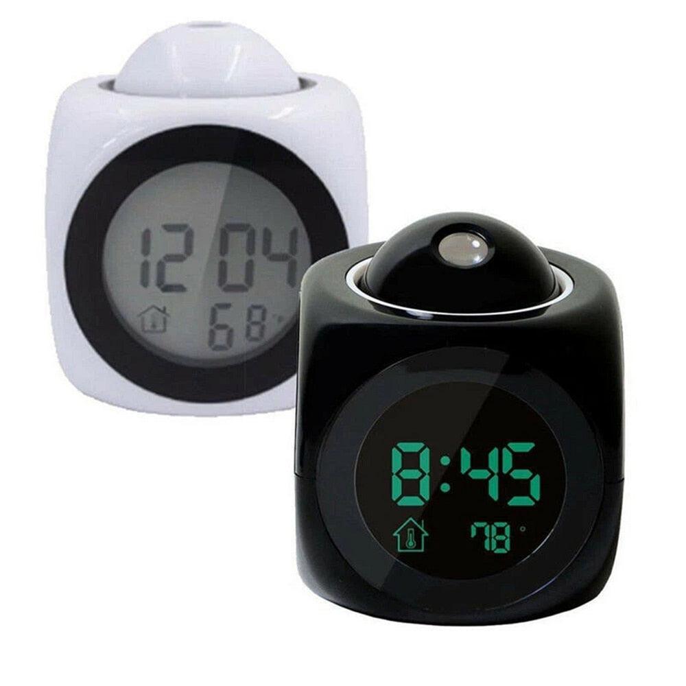 Digital Alarm Clock Projection Alarm Clock Wake Up Bedroom with Data and Temperature Display Talking Function LED Wall/Ceiling Projection Clock LCD Creative Projector Weather Temperature Desk Time Date Display Projection USB Charger Home Clock Timer