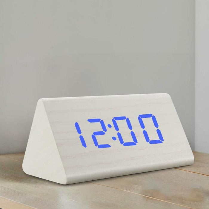 Digital Clock LED Wooden Alarm Clock Digital Alarm Clock with Wooden Electronic LED Time Display 3 Alarm Settings Humidity & Temperature Detect Wood Made Electric Clocks Table Sound Control Electronic Clocks Desktop USB/AAA Powered Home Table Decor