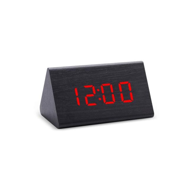 Digital Clock LED Wooden Alarm Clock Digital Alarm Clock with Wooden Electronic LED Time Display 3 Alarm Settings Humidity & Temperature Detect Wood Made Electric Clocks Table Sound Control Electronic Clocks Desktop USB/AAA Powered Home Table Decor