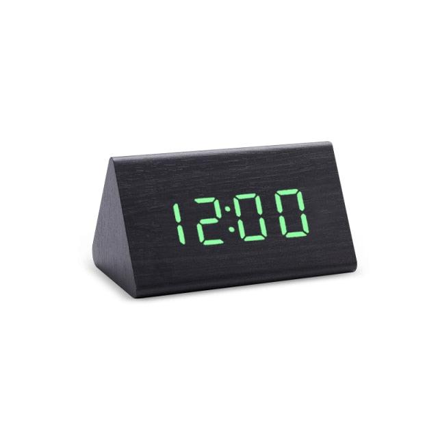 Digital Clock LED Wooden Alarm Clock Digital Alarm Clock with Wooden Electronic LED Time Display 3 Alarm Settings Humidity & Temperature Detect Wood Made Electric Clocks Table Sound Control Electronic Clocks Desktop USB/AAA Powered Home Table Decor