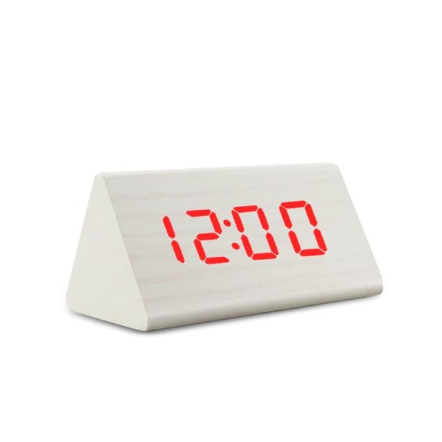 Digital Clock LED Wooden Alarm Clock Digital Alarm Clock with Wooden Electronic LED Time Display 3 Alarm Settings Humidity & Temperature Detect Wood Made Electric Clocks Table Sound Control Electronic Clocks Desktop USB/AAA Powered Home Table Decor