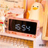 Digital Clock Table Clock Snooze Alarm Cute Silent Mirror Clock Student Desktop Mirror Surface LED Alarm Clock with USB Charger 12/24H Easy Snooze Function Adjustable Brightness Alarm Clocks for Bedroom LED Clock Electronic Clock for Children