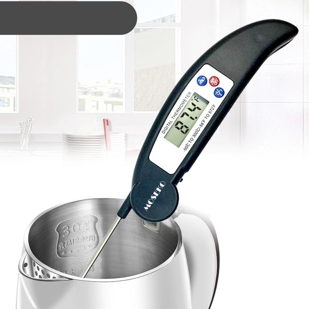 Digital Foldable Thermometer Food BBQ Meat Oven Instant Read Food Thermometer For Cooking Digital Kitchen Thermometer Probe With Backlight & Reversible Display Cooking Thermometer For Folding Kitchen Thermometer For Cooking Water Oil Grill Tools