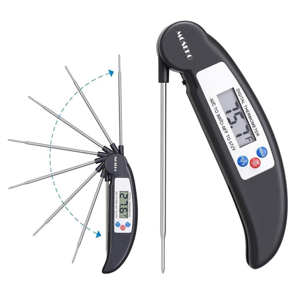 Digital Foldable Thermometer Food BBQ Meat Oven Instant Read Food Thermometer For Cooking Digital Kitchen Thermometer Probe With Backlight & Reversible Display Cooking Thermometer For Folding Kitchen Thermometer For Cooking Water Oil Grill Tools