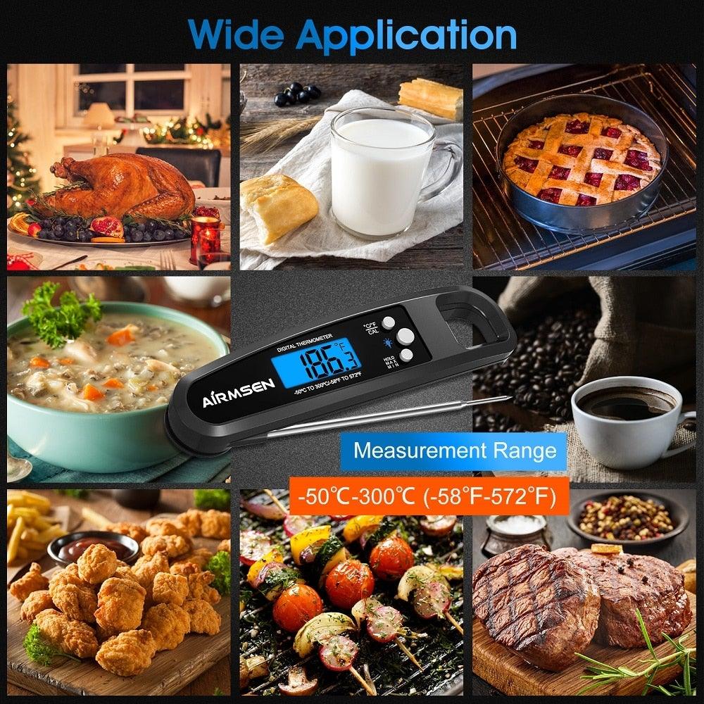 Digital Kitchen Food Thermometer For Meat Water Milk Cooking Oven Cooking Food Min Max Thermometer Magnetic Waterproof with Backlight for Adults Kitchen Grill Steak Out Food Probe BBQ Electronic Oven Thermometer Kitchen Tools