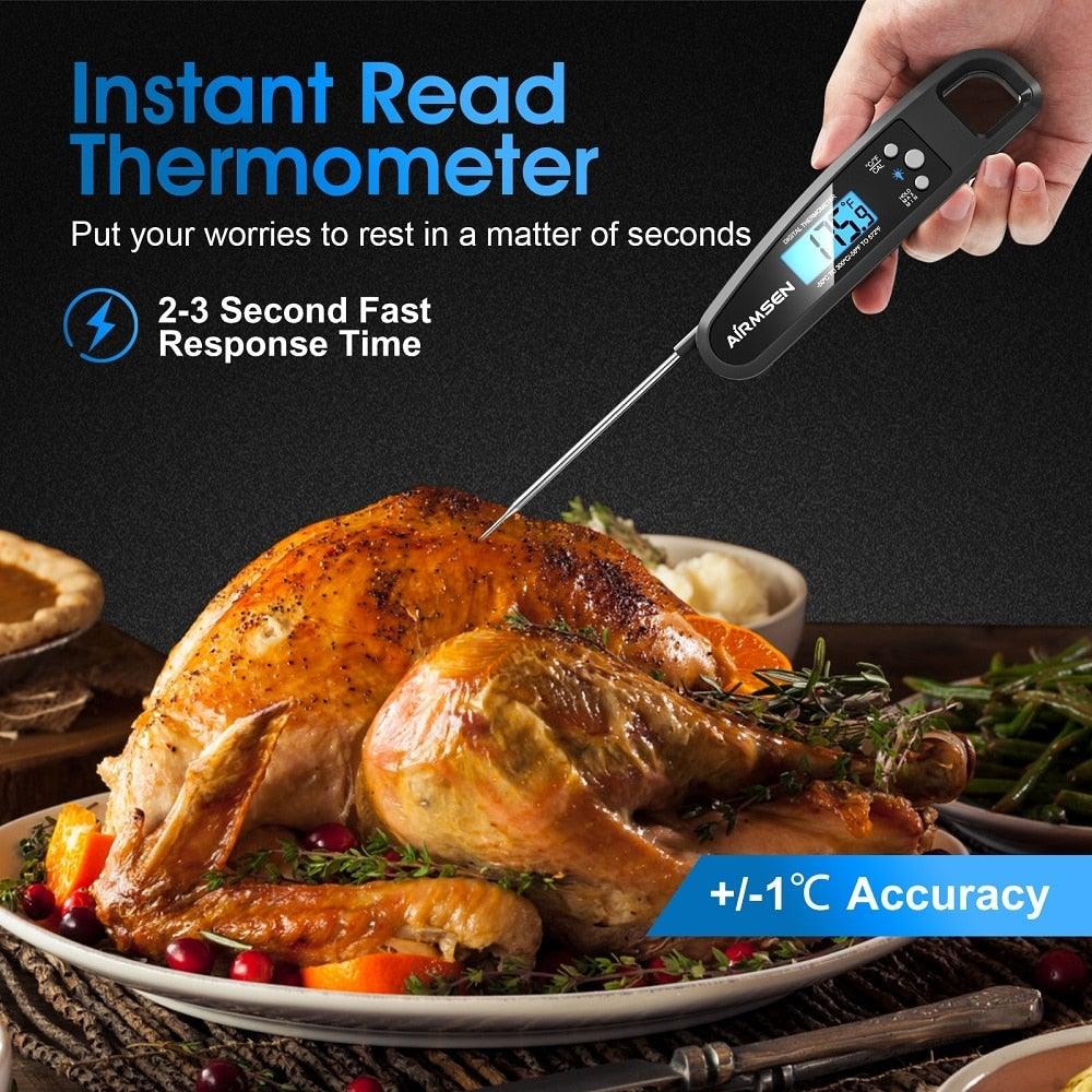 Digital Kitchen Food Thermometer For Meat Water Milk Cooking Oven Cooking Food Min Max Thermometer Magnetic Waterproof with Backlight for Adults Kitchen Grill Steak Out Food Probe BBQ Electronic Oven Thermometer Kitchen Tools