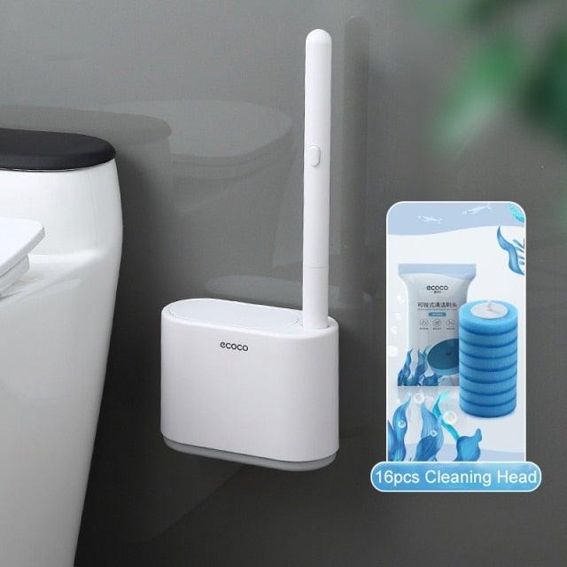 Disposable Toilet Brush With Cleaning Liquid Wall-Mounted Cleaning Tool For Bathroom Replacement Brush Head Accessories Wall Toilet Brush And Holder Set Flexible Toilet Bowl Cleaner Brush With Silicone Bristles Bendable Brush Head To Clean Toilet Corner