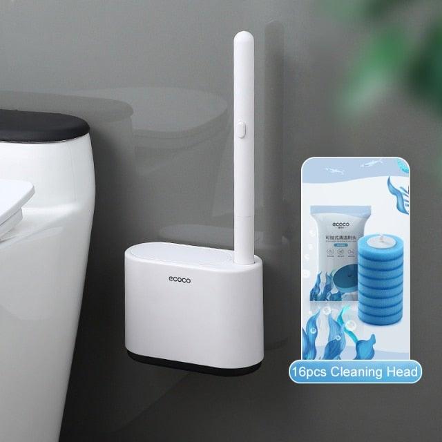 Disposable Toilet Brush With Cleaning Liquid Wall-Mounted Cleaning Tool For Bathroom Replacement Brush Head Accessories Wall Toilet Brush And Holder Set Flexible Toilet Bowl Cleaner Brush With Silicone Bristles Bendable Brush Head To Clean Toilet Corner